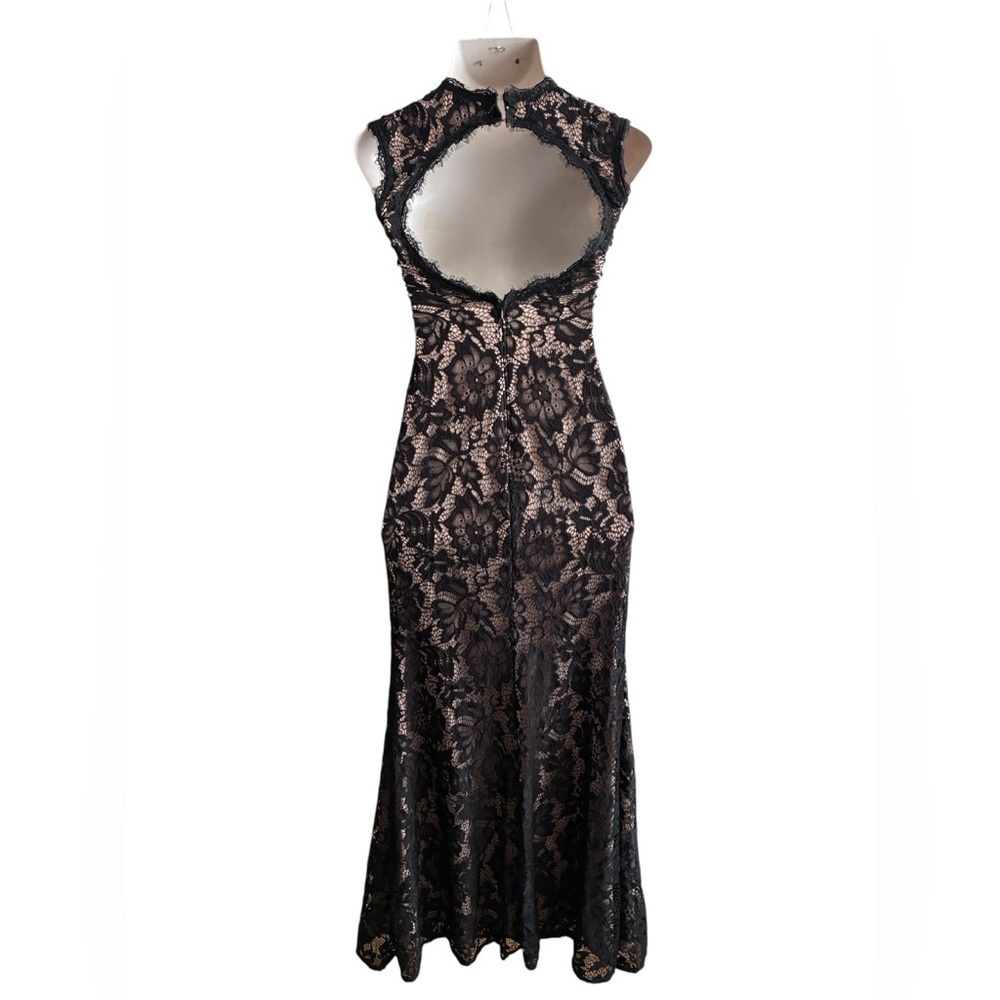 Betsy & Adam Black Lace & Nude Underlay Sleeveless
V-Neck Gown Dress 0 - Picture 3 of 16